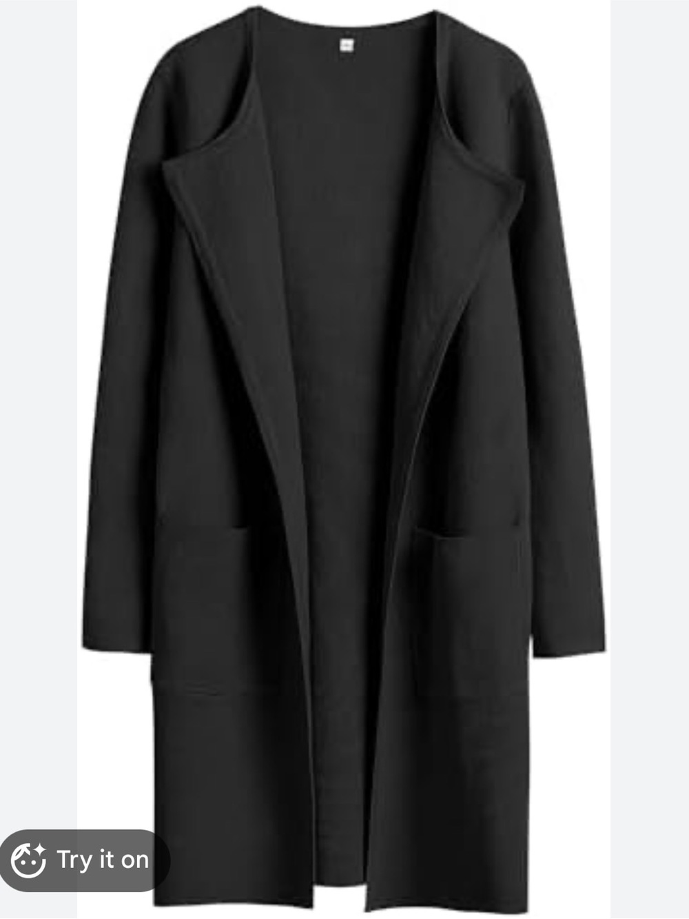 Women's black Open Front Cardigan Long Coatigan Sweater M